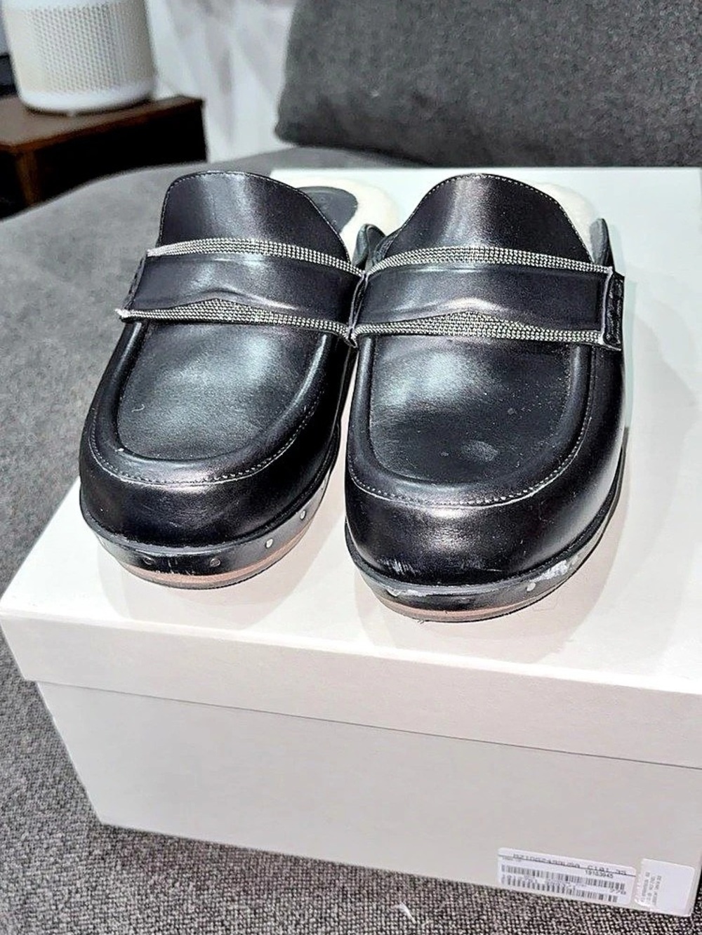 Brunello Cucinelli Monili Shearling-Lined Suede Mules Black EU 35